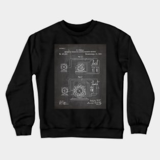 Motor Patent - Engineer Inventor Makers Workshop Art - Black Chalkboard Crewneck Sweatshirt